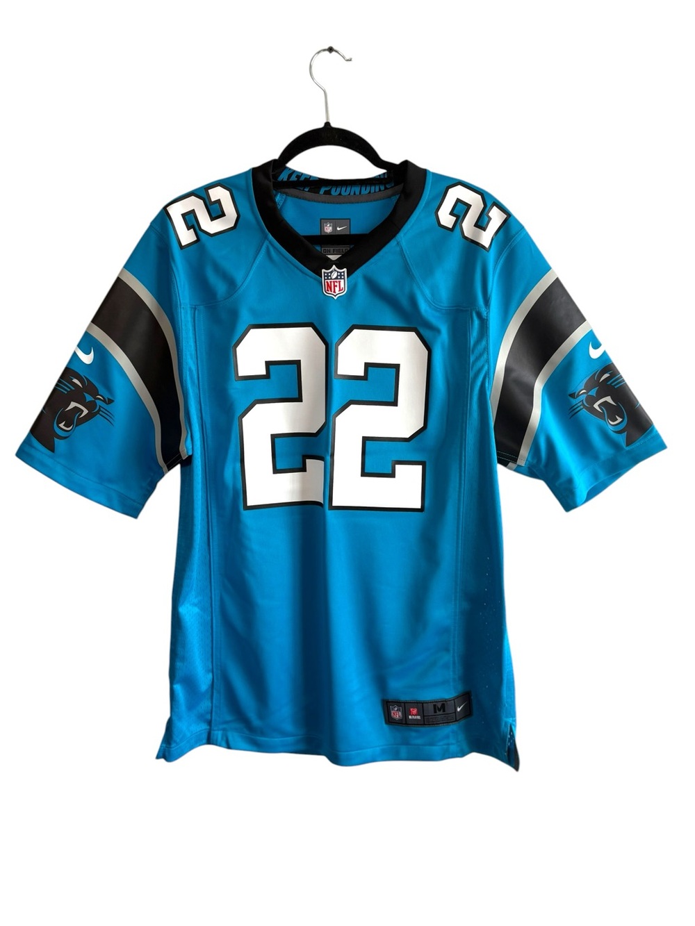 NFL Nike On Field Medium McCaffrey #22 Carolina Panthers Alternate Home Jersey